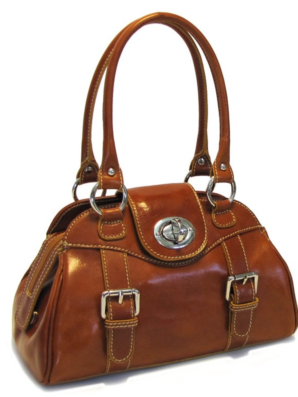 Prosida Italian Classic Brown Leather Satchel Handbag